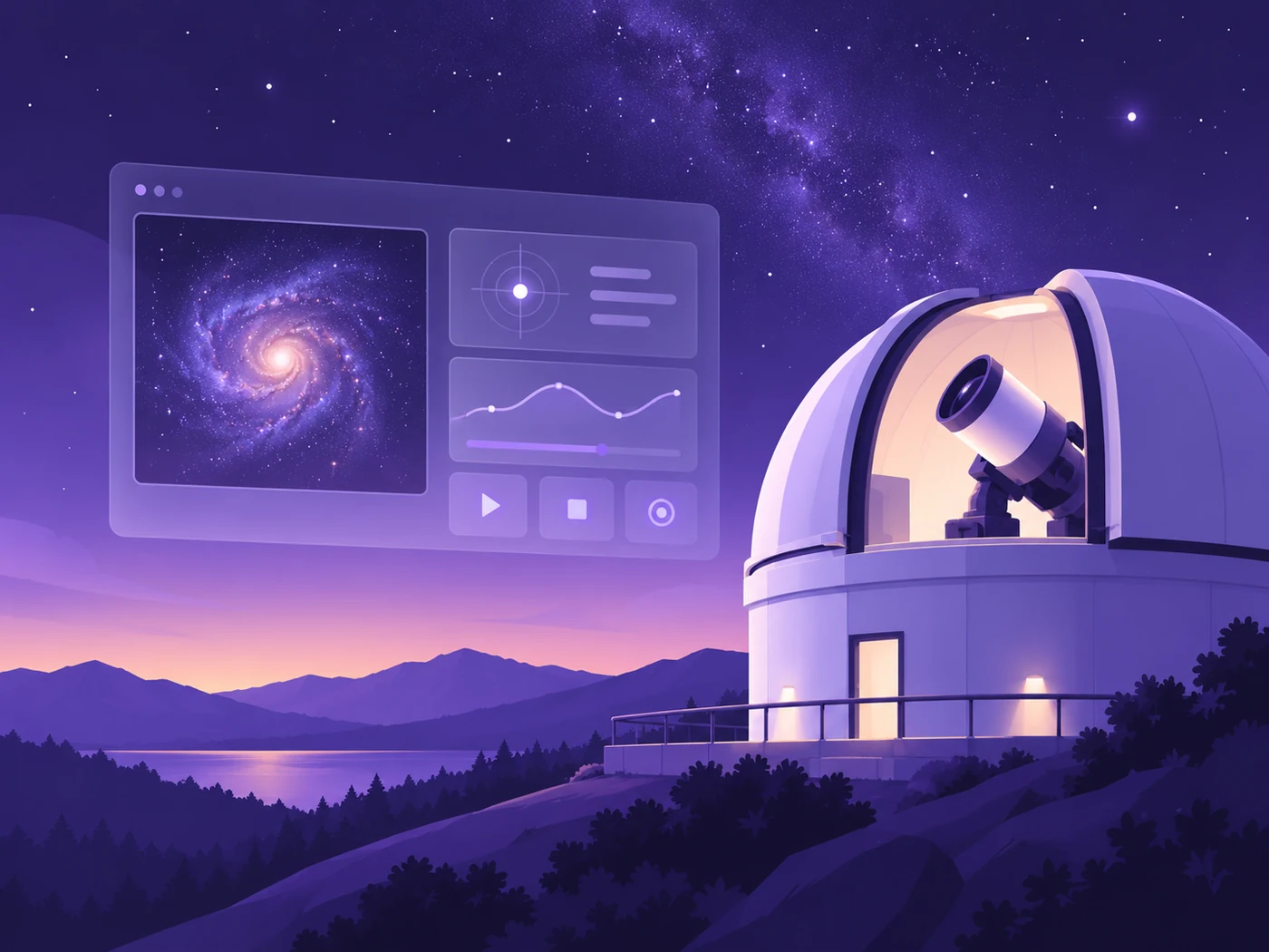 Automated observatory with telescope and astronomy control interface